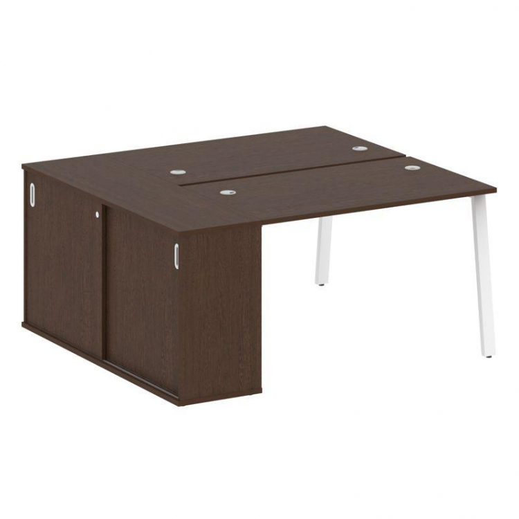 Metal System Рабочая станция с шкафом-купе на А-образном м/к БА.РС-СШК-1.2 Т Венге Цаво/Металл Белый