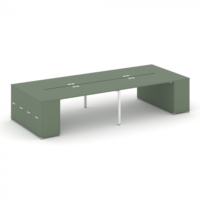 Concept Рабочая станция с опорными распаш. шкафами CN.DRS-261 W Кобо/Металл Белый 2800*1480*750