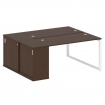 Metal System Рабочая станция с шкафом-купе на О-образном м/к БО.РС-СШК-1.3 Т Венге Цаво/Металл Белый