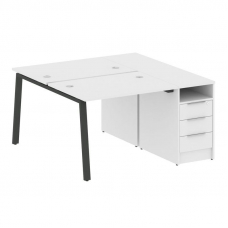 Metal System Рабочая станция с тумбой на А-образном м/к БА.РС-СТП-2.1 Белый/Металл Антрацит 1412*147