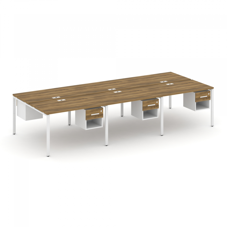 Concept Рабочая станция двухсторонняя с подвес. тумбами на 6 мест CN.DRS-158 W Сандал Янтарный/Белый