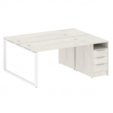 Metal System Рабочая станция с тумбой на О-образном м/к БО.РС-СТП-2.3 Дуб Наварра/Металл Белый 1812*