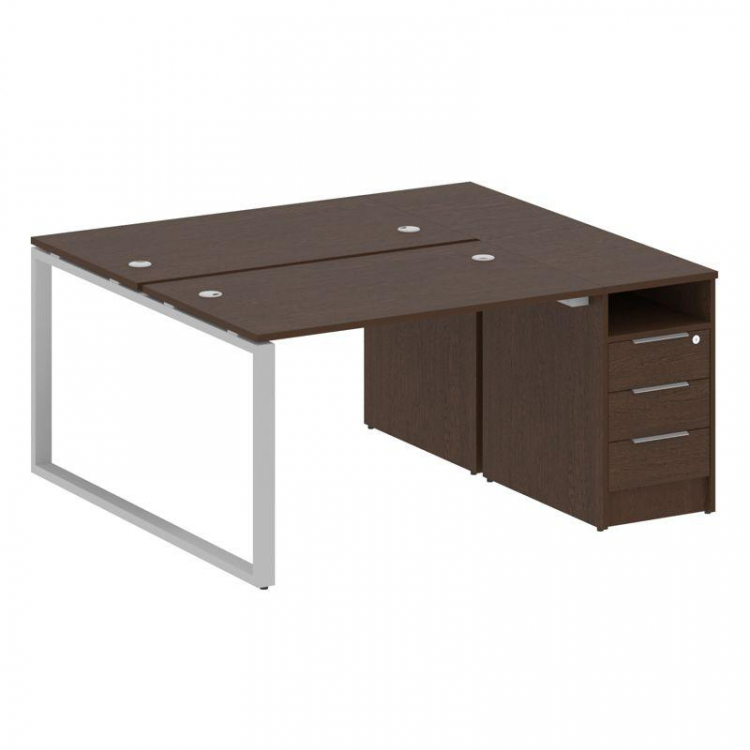 Metal System Рабочая станция с тумбой на О-образном м/к БО.РС-СТП-2.2 Венге Цаво/Металл Серый 1612*1