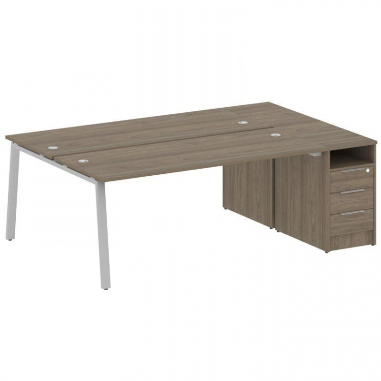 Metal System Рабочая станция с тумбой на А-образном м/к БА.РС-СТП-2.5 Вяз Благородный/Металл Серый 2
