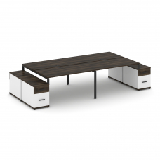 Concept Рабочая станция 4 места с 2 двухсторонними опорными тумбами CN.DRS-331 B Дуб Мали/Белый Брил