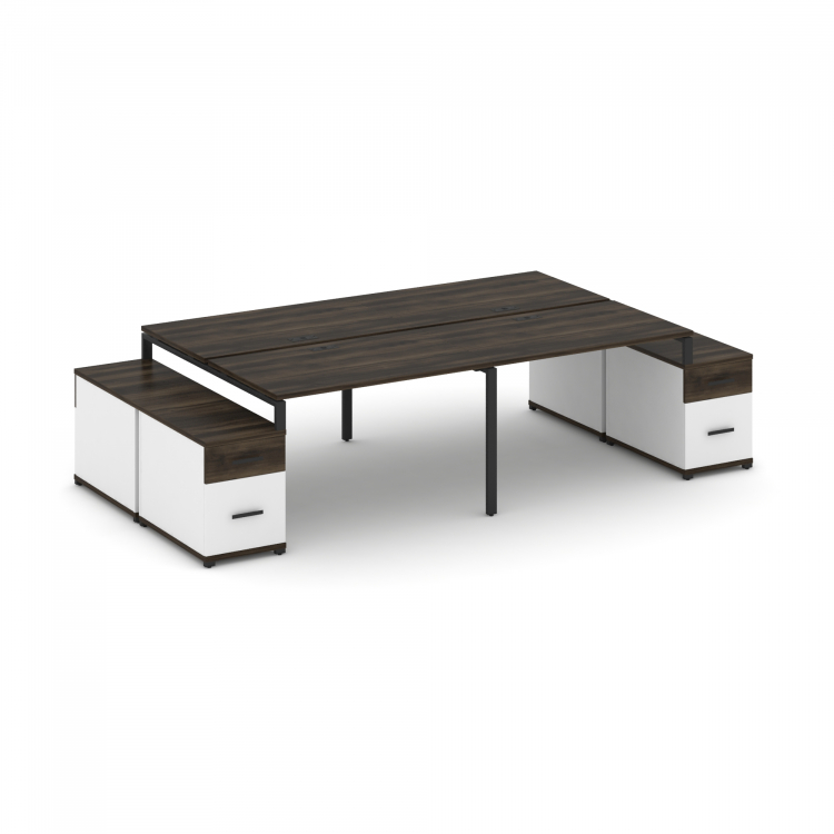 Concept Рабочая станция 4 места с 2 двухсторонними опорными тумбами CN.DRS-330 B Дуб Мали/Белый Брил