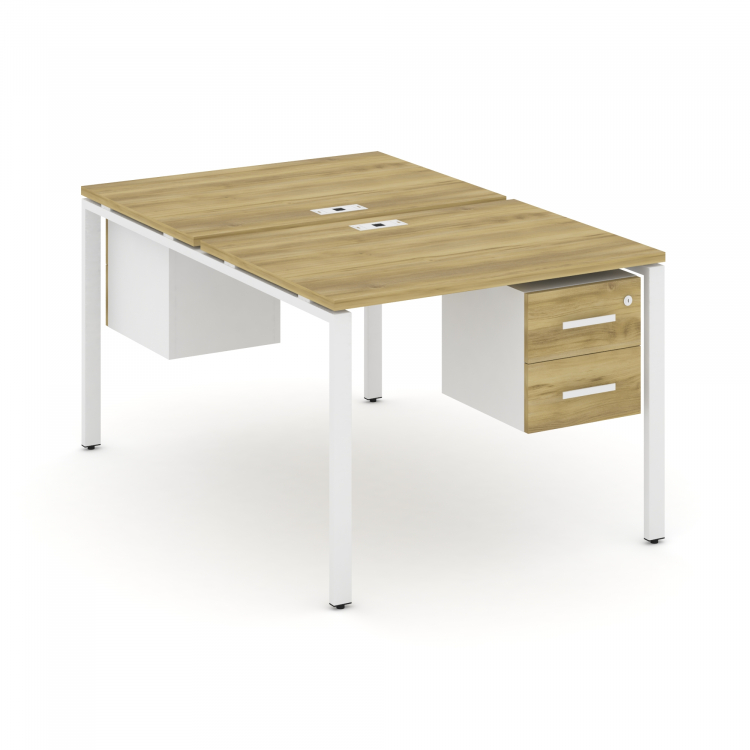 Concept Рабочая станция 2 сторонняя с подвесными тумбами на 2 места CN.DRS-113 W Дуб Винченцо/Белый