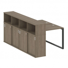 Metal System Рабочая станция с шкафом-купе на О-образном м/к БО.РС-СШК-4.1 Т Вяз Благородный/Металл