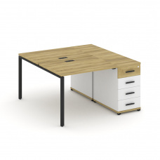 Concept Рабочая станция с 1 опорной тумбой CN.DRS-401 B Дуб Винченцо/Белый Бриллиант/Металл Черный 1