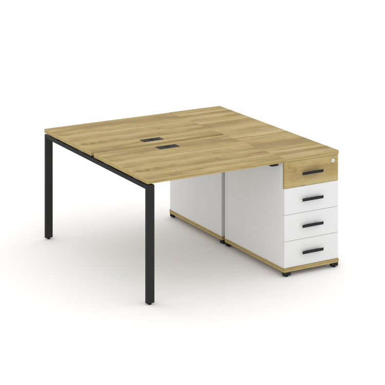 Concept Рабочая станция с 1 опорной тумбой CN.DRS-401 B Дуб Винченцо/Белый Бриллиант/Металл Черный 1
