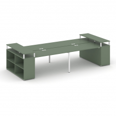 Concept Рабочая станция с опорными стеллажами с верх. горизонтами CN.DRS-249 Кобо/Металл Белый 2800*