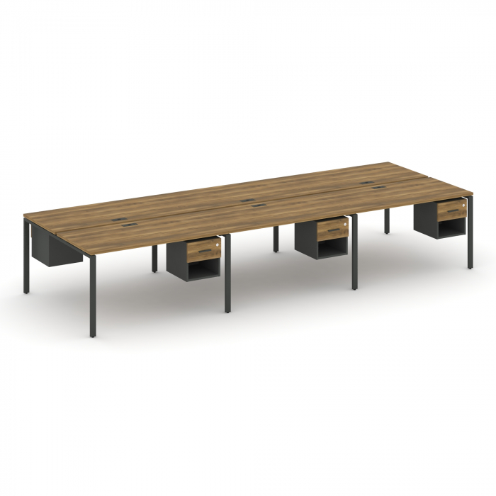 Concept Рабочая станция двухсторонняя с подвес. тумбами на 6 мест CN.DRS-157 A Сандал Янтарный/Антра