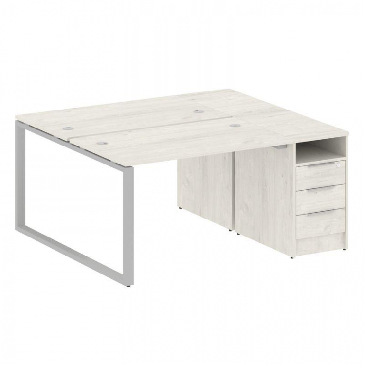 Metal System Рабочая станция с тумбой на О-образном м/к БО.РС-СТП-2.2 Дуб Наварра/Металл Серый 1612*