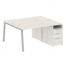 Metal System Рабочая станция с тумбой на А-образном м/к БА.РС-СТП-2.2 Дуб Наварра/Металл Серый 1612*