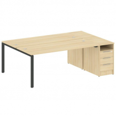 Metal System Рабочая станция с тумбой на П-образном м/к БП.РС-СТП-2.5 Акация Лорка/Металл Антрацит 2