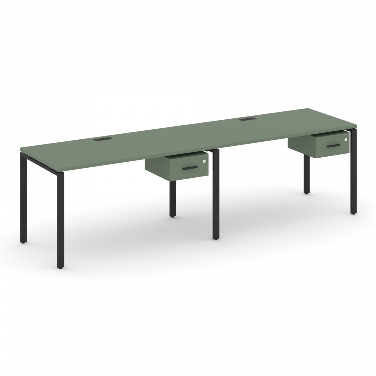 Concept Рабочая станция односторонняя с подвес. тумбами 2 места CN.ORS-112 B Кобо/Металл Черный 3160