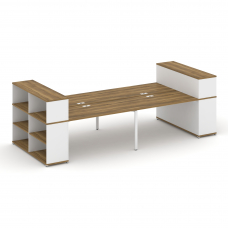 Concept Рабочая станция с опорными стеллажами с надставкой низ. CN.DRS-255 Сандал Янтарный/Белый Бри