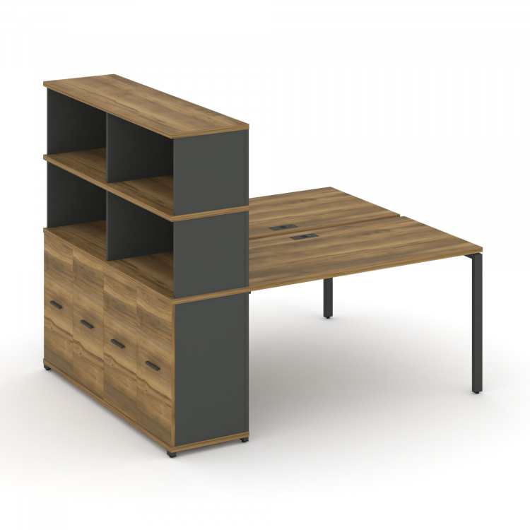 Concept Рабочая станция с опорным распаш. шкафом с надставкой выс. CN.DRS-230 A Сандал Янтарный/Антр