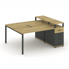 Concept Рабочая станция с 1 опорной тумбой CN.DRS-411 A Дуб Винченцо/Антрацит/Металл Антрацит 1800*1