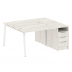 Metal System Рабочая станция с тумбой на А-образном м/к БА.РС-СТП-2.2 Дуб Наварра/Металл Белый 1612*