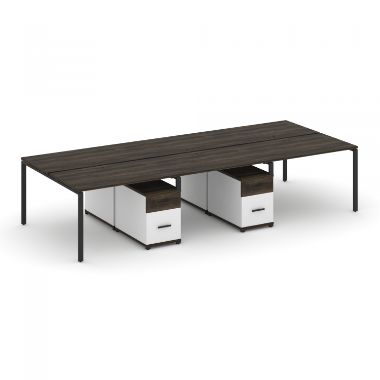 Concept Рабочая станция 6 мест с 2 двухсторонними опорными тумбами CN.DRS-346 B Дуб Мали/Белый Брилл