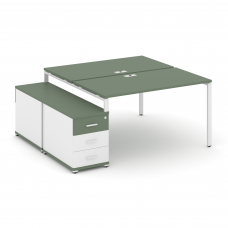 Concept Рабочая станция 2 места с двухсторонней опорной тумбой CN.DRS-304 W Кобо/Белый Бриллиант/Мет