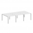 Metal System Рабочая станция на 6 мест на П-образном м/к БП.СМ-6.1 Белый/Металл Серый 3000*1475*750
