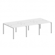 Metal System Рабочая станция на 6 мест на П-образном м/к БП.СМ-6.1 Белый/Металл Серый 3000*1475*750