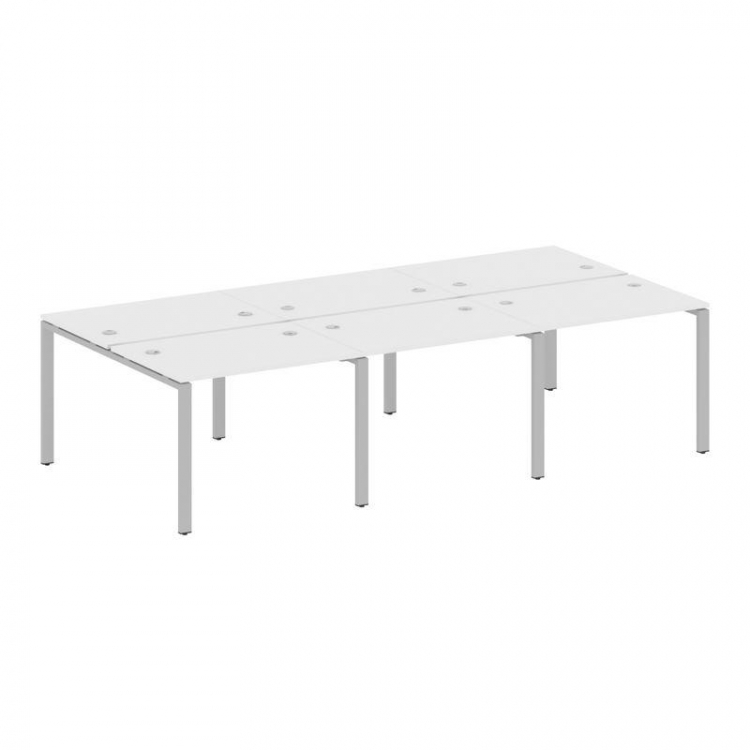 Metal System Рабочая станция на 6 мест на П-образном м/к БП.СМ-6.1 Белый/Металл Серый 3000*1475*750