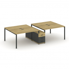 Concept Рабочая станция 4 места с двухсторонней опорной тумбой CN.DRS-310 A Дуб Винченцо/Антрацит/Ме