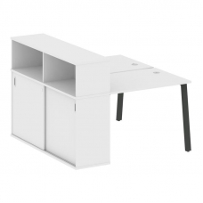 Metal System Рабочая станция с шкафом-купе на А-образном м/к БА.РС-СШК-2.1 Т Белый/Металл Антрацит 1