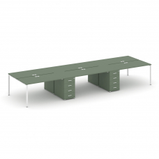 Concept Рабочая станция 6 мест с 2 опорными тумбами CN.DRS-451 W Кобо/Металл Белый 4980*1480*750