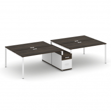 Concept Рабочая станция 4 места с двухсторонней опорной тумбой CN.DRS-316 W Дуб Мали/Белый Бриллиант