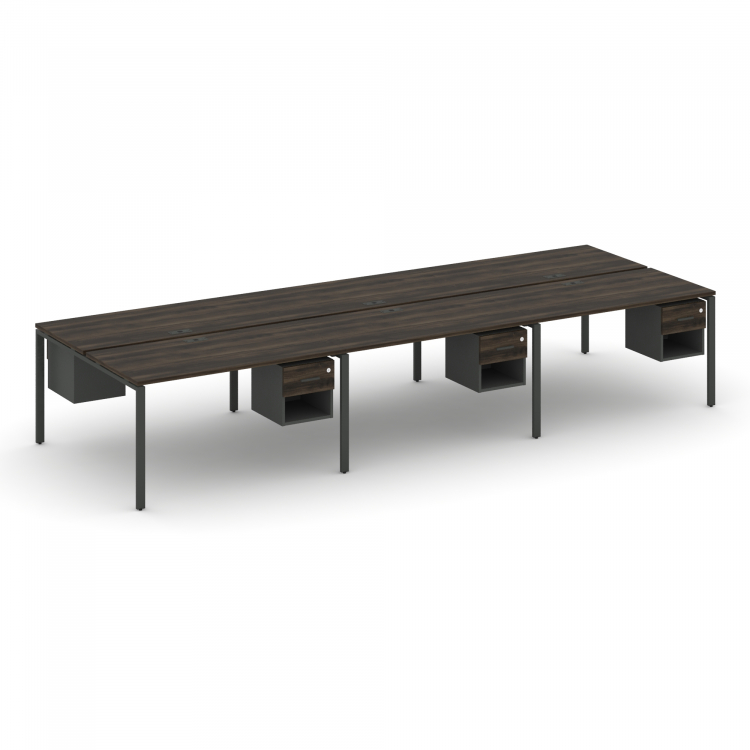 Concept Рабочая станция двухсторонняя с подвес. тумбами на 6 мест CN.DRS-157 A Дуб Мали/Антрацит/Мет