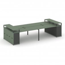 Concept Рабочая станция с опорными распаш. шкафами с верх. горизонтами CN.DRS-266 A Кобо/Антрацит/М