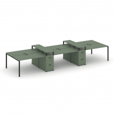 Concept Рабочая станция 6 мест с 2 опорными тумбами CN.DRS-470 B Кобо/Металл Черный 4380*1480*917