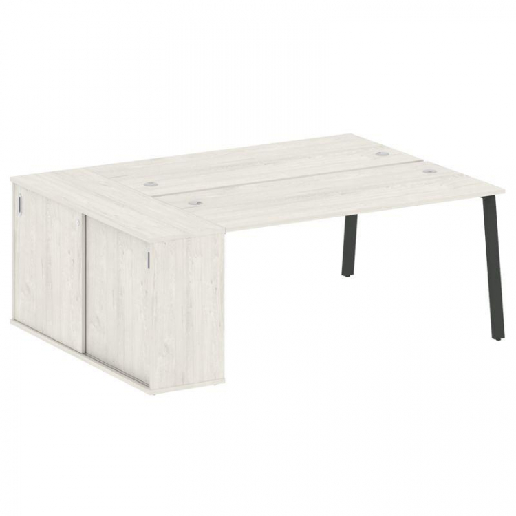 Metal System Рабочая станция с шкафом-купе на А-образном м/к БА.РС-СШК-1.4 Т Дуб Наварра/Металл Антр