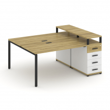 Concept Рабочая станция с 1 опорной тумбой CN.DRS-411 B Дуб Винченцо/Белый Бриллиант/Металл Черный 1