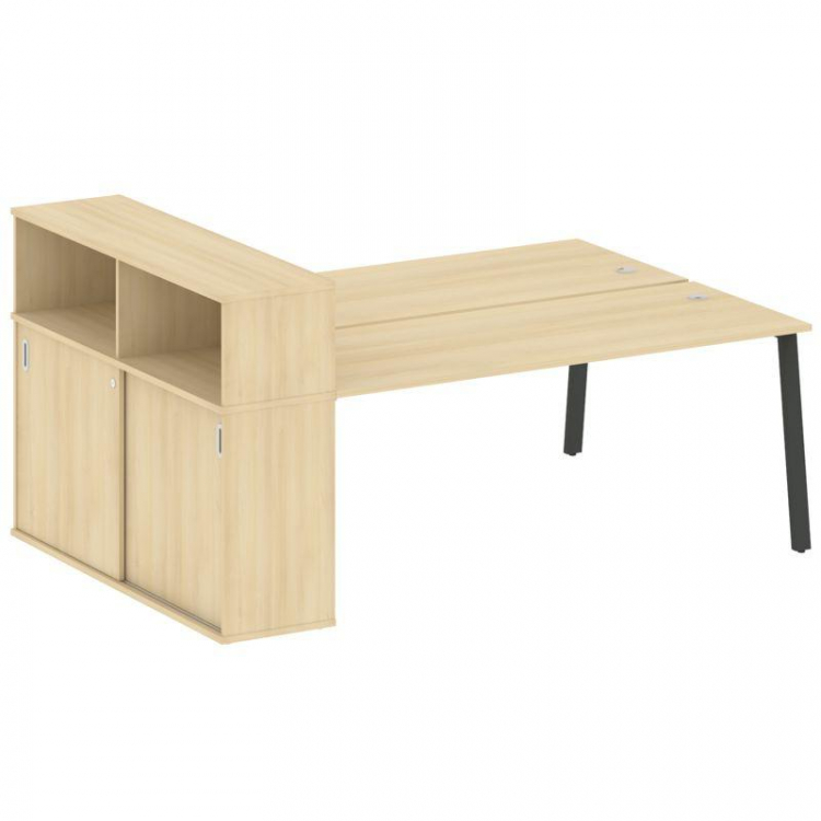 Metal System Рабочая станция с шкафом-купе на А-образном м/к БА.РС-СШК-2.5 Т Акация Лорка/Металл Ант