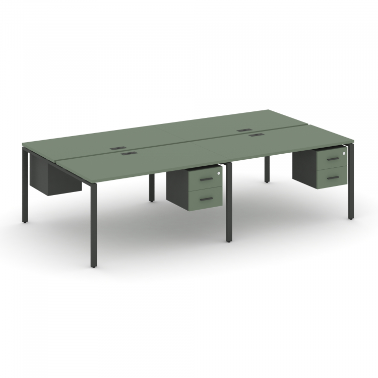 Concept Рабочая станция двухсторонняя с подвесными тумбами на 4 места CN.DRS-133 A Кобо/Антрацит/Мет