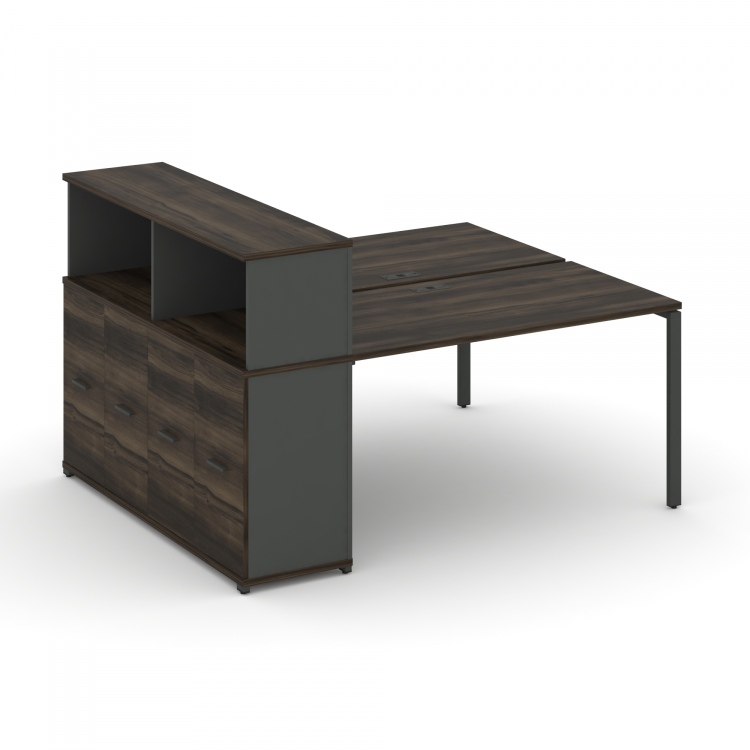 Concept Рабочая станция с опорным распаш. шкафом с надставкой низ. CN.DRS-228 A Дуб Мали/Антрацит/Ме