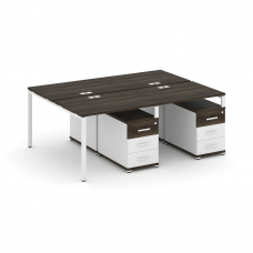 Concept Рабочая станция 4 места с 2 двухсторонними опорными тумбами CN.DRS-317 W Дуб Мали/Белый Брил
