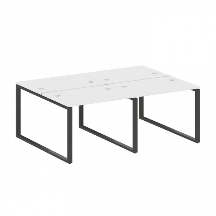Metal System Рабочая станция на 4 места на О-образном м/к БО.СМ-4.1 Белый/Металл Антрацит 2000*1475*