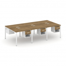 Concept Рабочая станция двухсторонняя с подвес. тумбами на 6 мест CN.DRS-157 W Сандал Янтарный/Белый