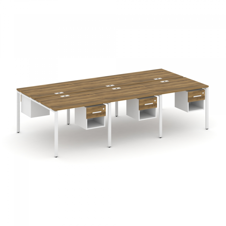 Concept Рабочая станция двухсторонняя с подвес. тумбами на 6 мест CN.DRS-157 W Сандал Янтарный/Белый