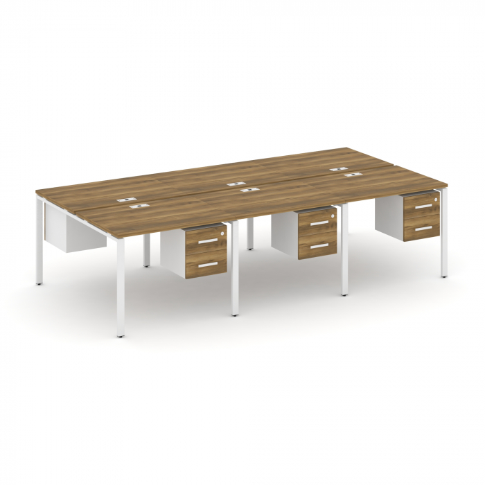 Концепт Рабочая станция двухсторонняя с подвес. тумбами на 6 мест CN.DRS-153 W Сандал Янтарный/Белый