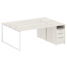 Metal System Рабочая станция с тумбой на О-образном м/к БО.РС-СТП-2.4 Дуб Наварра/Металл Белый 2012*