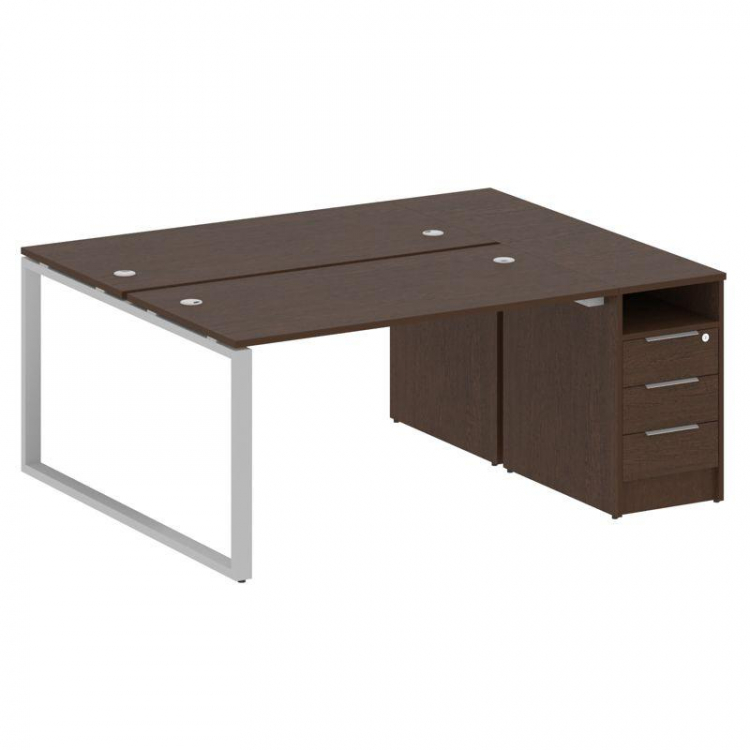 Metal System Рабочая станция с тумбой на О-образном м/к БО.РС-СТП-2.3 Венге Цаво/Металл Серый 1812*1