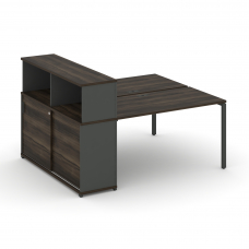 Concept Рабочая станция с опорным шкафом-купе с надставкой низ. CN.DRS-237 A Дуб Мали/Антрацит/Метал