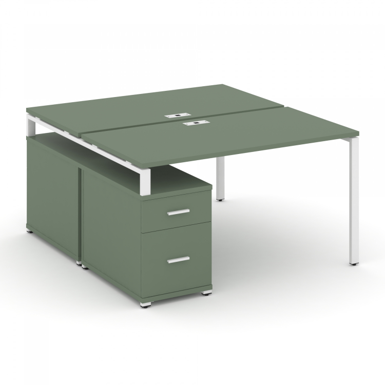 Concept Рабочая станция 2 места с двухсторонней опорной тумбой CN.DRS-306 W Кобо/Металл Белый 1180/1